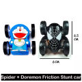 4 pcs - Spider and Doremon Double Sided Roll Back friction Car Toy for Kids. 