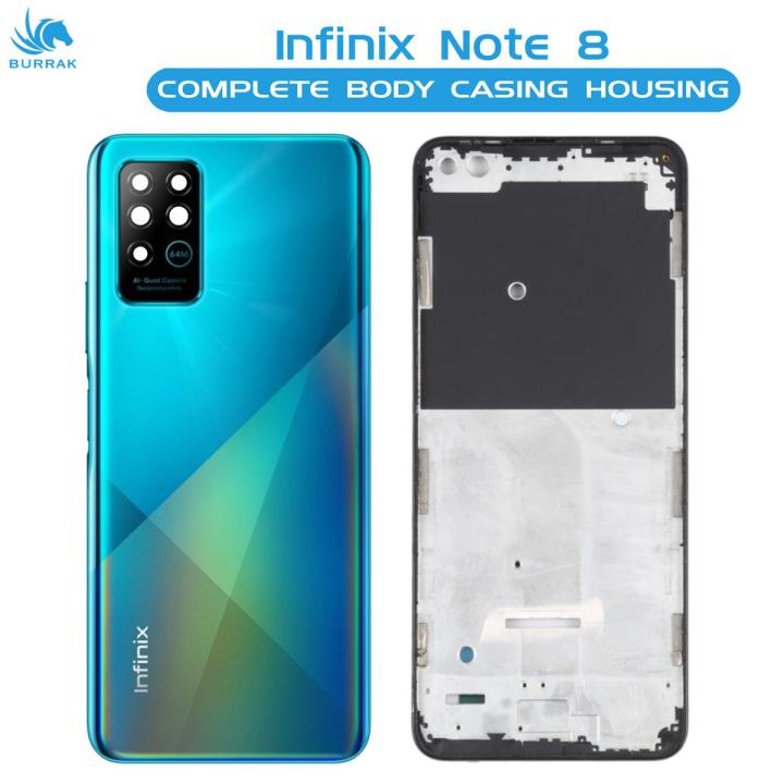 Infinix Note 8 Housing Middle Frame With Side Button and Camera Lens Complete Body Casing Replacement For Note 8 - Green