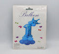 1 NUMBER BLUE FOIL BALLOON WITH BLUE CROWN FOIL BALLOON AND LATEX BALLOONS. 