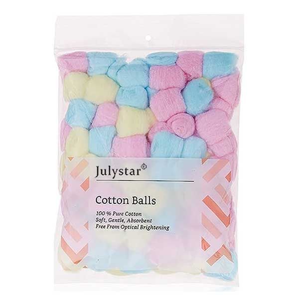 Julystar 100pcs Pure Cotton Balls Extra Soft 100% Pure/Hygienic Absorbent Cotton Colored Cotton Balls Makeup Cotton Balls Degreasing Cotton Ball for Face Cleansing & Makeup Removal Beauty Salon Home Use Face Cotton Ball