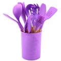 12Pcs-Silicone Kitchenware Set Kitchen Utensils Cooking Sets Non-stick Spatula Silicone Kitchen Tools with Wooden Handle Heat Resistant Non-Toxic BPA Free. 