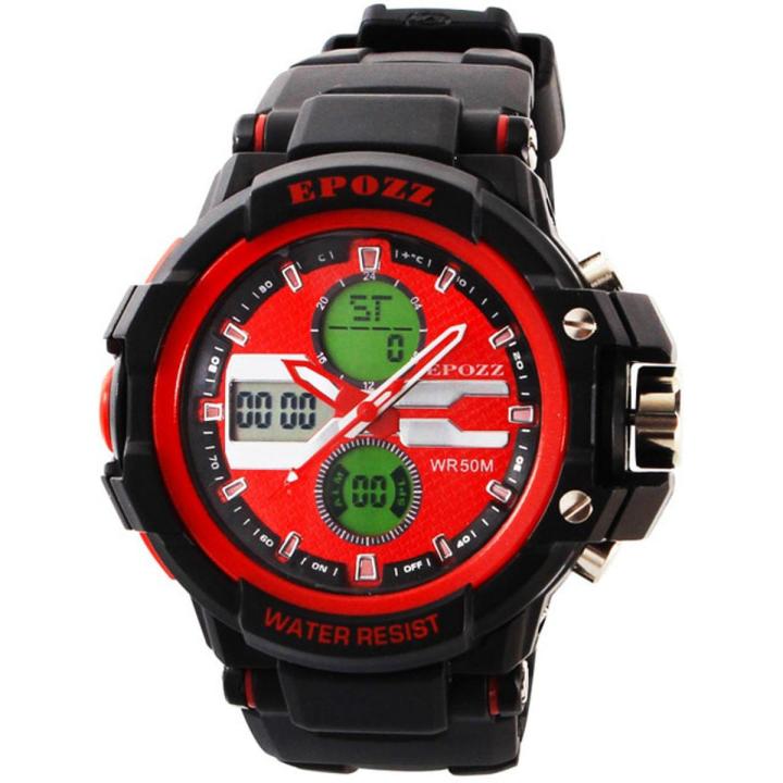 Epozz Male Digital Sports Watch Men Rubber Strap Waterproof Resistant Watch Big Dial Alarm Relogio Masculino 1310