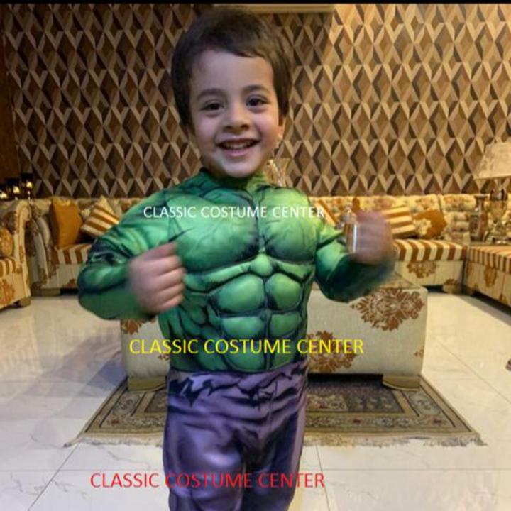 Padded Hulk costume for 5 to 6 years old kids with hard plastic mask / muscular costume / 3D costume