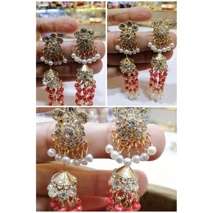 Indian earrings gold palated 1carat 100 %pure andian