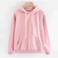 Casual Pink Sweatshirt Kangaroo Pocket Drawstring Hoodie Pullovers Fall Women Clothing Long Sleeve. 