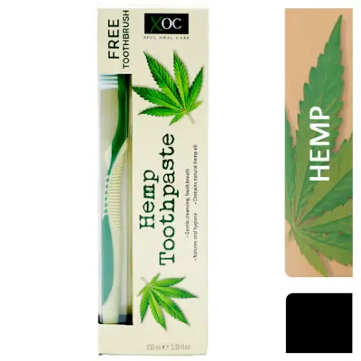 Hemp Toothpaste 100ml XOC Contains Natural Hemp Oil + Toothbrush