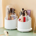 360° Rotating Makeup Brush Storage Box Portable Desktop Cosmetic Organizer,7 Slots Transparent Makeup Brush Box Dust Free Makeup Brush Organizer for Display Stand Bedroom Dresser Bathroom Counter Top.. 