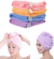 Microfiber Quick Dry Bath Hair Drying Towel Twist Terry Hat Super Absorbent Shower Cap Hair Dryer Cap Towel with Button Wrapped Bath Cap Turban Wrap. 