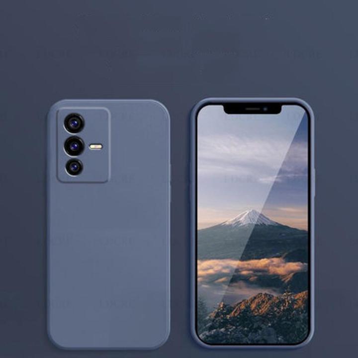 Vivo V23 Pro V23e 4G 5G Casing Square Liquid Silicone Phone Case Soft TPU Shockproof Bumper Camera Protective Back Cover