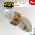 Fancy Casual Kohlapuri Chappal – Chapal Style Kolapuri Flats for Girl – Ladies Fashionable, Stylish, Comfortable and Easy to Walk Khussa Slippers – Party & Wedding Footwear – Handmade Traditional Design for Eid & Daily Wear – White Flats. 