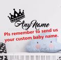 Personalized Name Princess Crown Wall Sticker Customade Prince Name Bedroom Wall Decal Art Kids Room Wall Decor. 