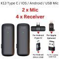 Wireless MIC Type C/IOS/Android/USB/AUX 3.5mm Mic K8/K9/K13/SX8/SX9/K15/K35/M15 Wireless Single/Double Microphone For Interview, Vlogging , Podcast. 