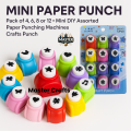 Master Crafts | Mini Paper Punch – Pack of 4, 6, 8 or 12 | Shape Paper Punch Set | DIY Assorted Craft Punching Machines for Scrapbooking, Cards & Arts. 
