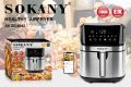 Sokany Smart Essential Air Fryer,1700W,8L Capacity,SK-8042,Bluetooth,Silver, 220V supply voltage International warranty. 