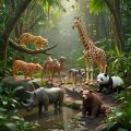 Wild Animal Jungle Zoo Toy Set - Large Size 15cm / 6 Inch. 