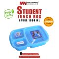 Maxware Household Student Lunch Box Large 1000ml, Lunch Box with three portions/Compartments. 