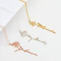 The Jewel Lodge Birth Flower Name Necklace Personalized, Floriography Custom Birth Flower Necklace with Name, Flower Wishes Customized Necklace Birthday Gifts for Women Teen Girls, 2 Colors. 