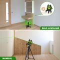 Laser Leveler Green Beam Multi-Line Huepar -Four Vertical and One Horizontal Lines with Down Plumb Dot -Alignment Self-leveling Cross Line Laser Tool -360° Rotating Base, Hard Carry Case Included L141G. 