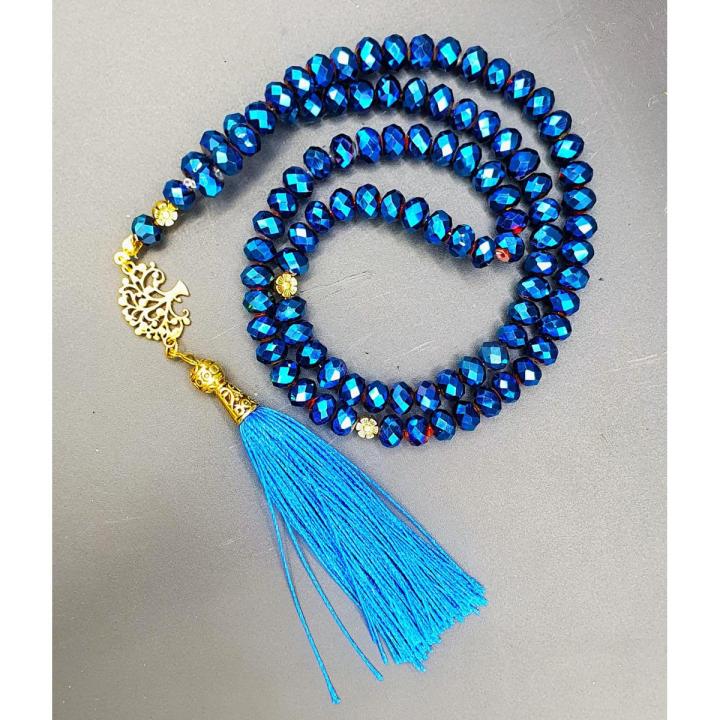 Special Prayer Beads (99 Beads) Tesbih-Tasbih-Tasbeeh-Misbaha-Masbaha-Subha-Sebha-Sibha-Worry Beads-Rosary (Dark Blue & Light Blue Metallic Crystal | Daraz.pk