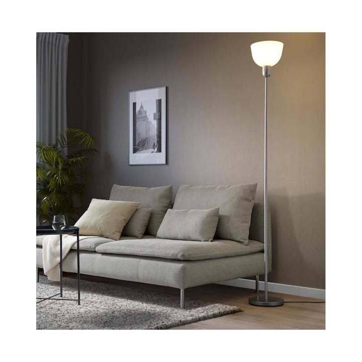 IKEA Uplight - Floor Lamp - Silver With White Shade