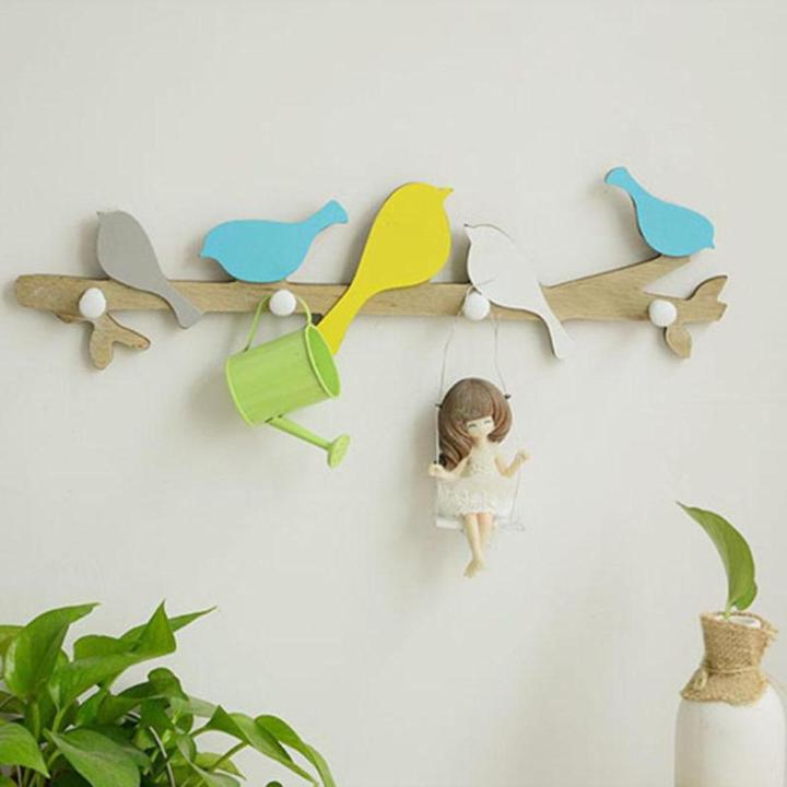 1PC European Retro Style Hanger Organizer DIY Simple Green Bird Wooden Tool Hook Wood Coat Retro Style Hanger Organizer Wall Mounts