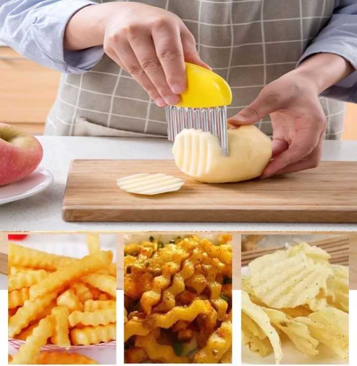 French Fry Crinkle Cutter Cutting Tool Slicer Potato Cutter Stainless Steel Wavy Chopper Knife