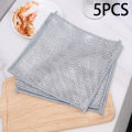 1/5Pcs Non-Scratch Steel Wire Dishcloth Daily Cleaning Cloth Non Stick Oil Wiping Cloth Kitchen Stove Dishwashing Pot Washing Dishes. 