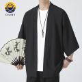 Oasis Men Breathable Shirt Japanese Style Men's Kimono Shirt Traditional Samurai Costume Cardigan for Fashion Enthusiasts Comfortable Men Top. 