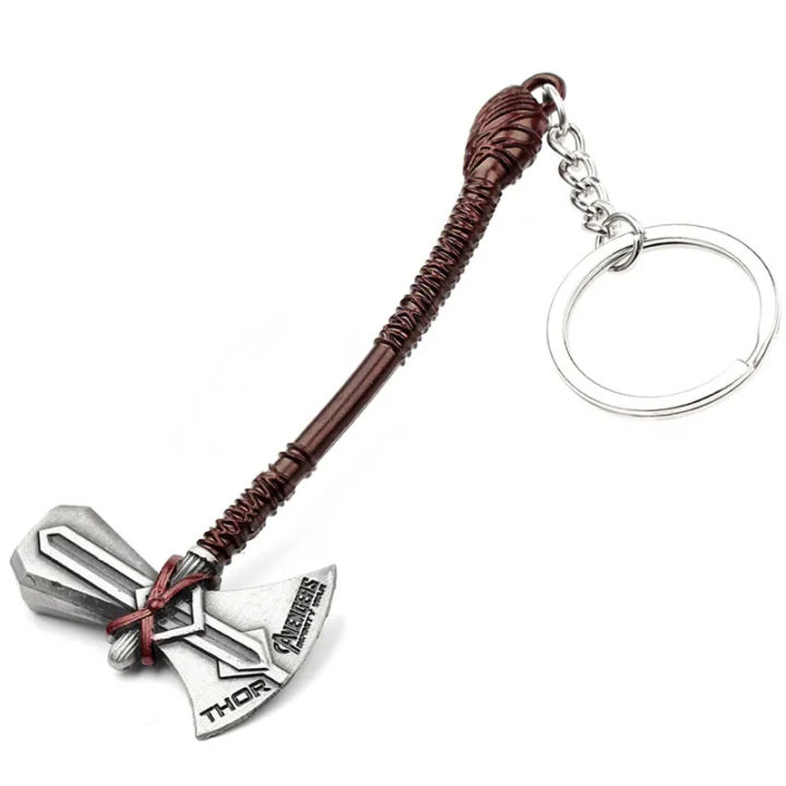 Thor Hammer Marvel Avengers Superhero Gold Metal Ring Key Chain