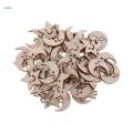 2x50 Pieces Natural Wooden Moon Stars Shapes for DIY Crafts. 