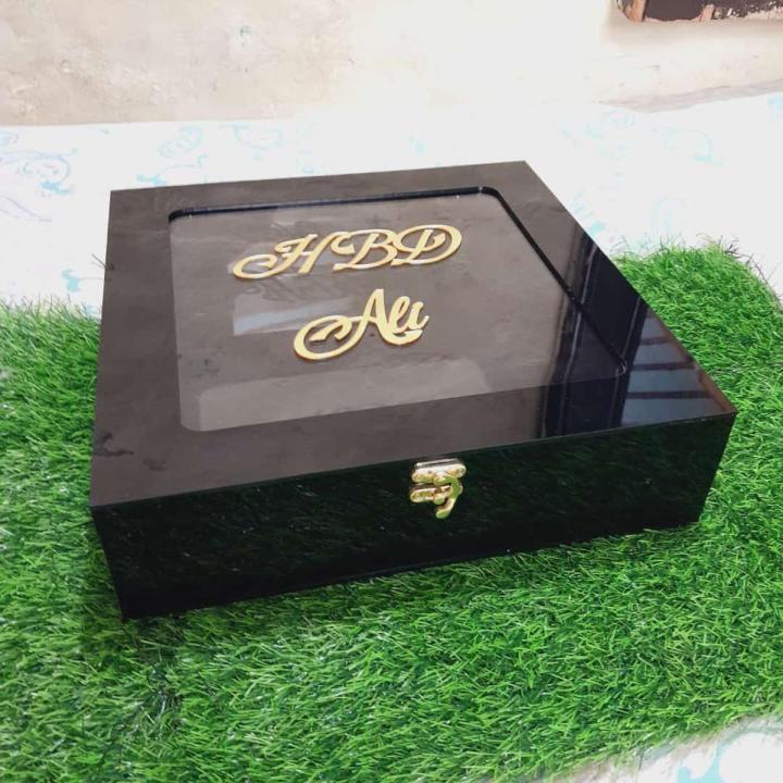 Customize Gift box Acrylic Plastic Black Color