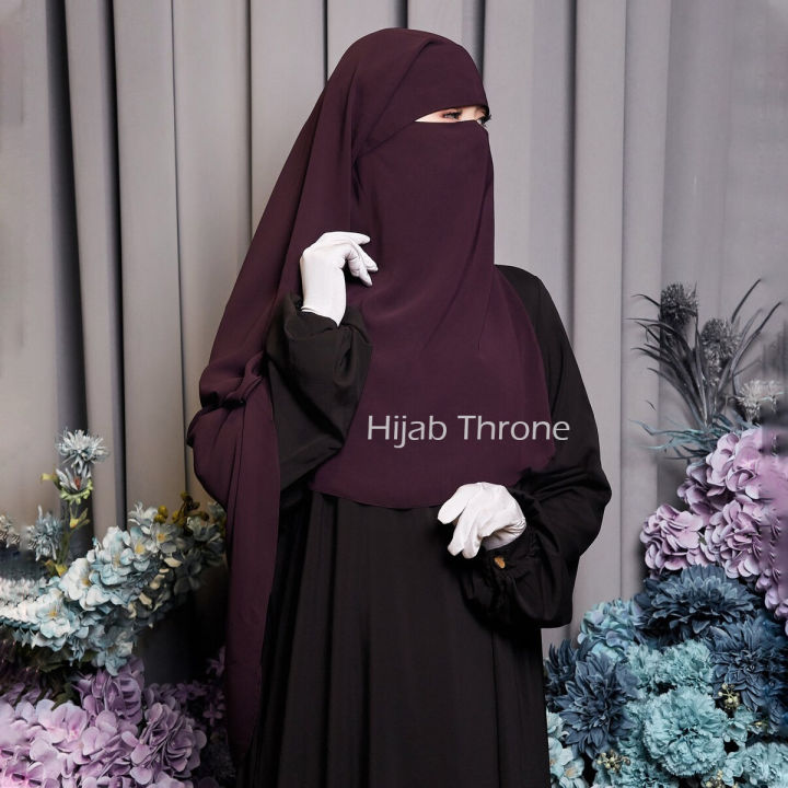 Two-Layer Niqab Hijab, Super Breathable, Premium Korean Wool Chiffon, Medium Size