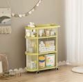 Freestanding Toy Organizer Cart With 3 Tier Foldable Storage Cabinet. 