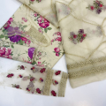 3 Piece Unstitched Ladies Lawn Suite Baroque UF-652 Organza Dupatta | Embroidered Chikankari Front & Heavy Sleeve Patches | Digital Printed 90/70 Lawn Shirt & Trouser | Premium Women's Wear Collection | Back Printed Design. 