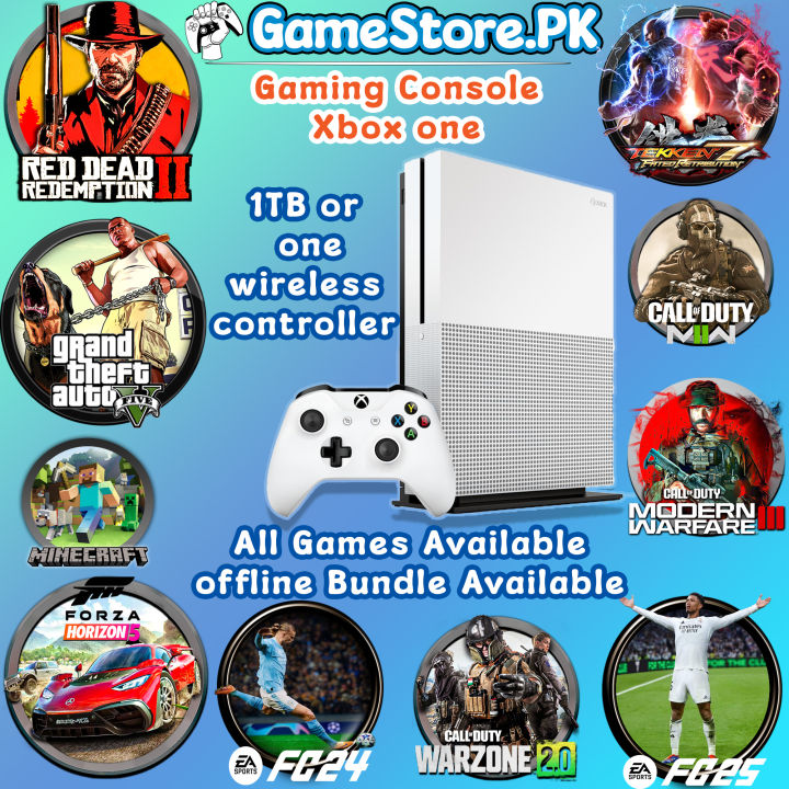 Gaming Console Xbox one s Offline + Online Edition [1TB Hard Drive One Wireless Controller with all accessories] Fully Customizable