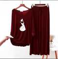 Maroon Finger love Falpper Style Ladies Night Dress full sleeve. 