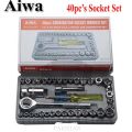 100% Combination Socket Ratchet Wrench Set 40 Pcs. 