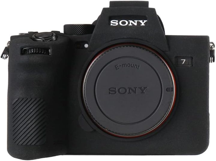 Camera Case for Sony A74 A7M4 A7IV- Protective Silicone DSLR Skin Cover, Detachable Cage, Shockproof, Dustproof Black