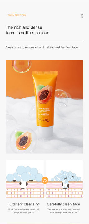 BIOAQUA%20Papaya%20moisturizing%20gentle%20deep%20cleaning%20pores%20beauty%20facial%20cleanser%20BQY76743%20-%20Image%204