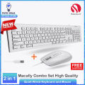 (Pack of 2) Macally 104 Key USB Wired Keyboard & Mouse Combo | Apple Shortcut Keys for Mac, iMac, MacBook & Windows PC | Ideal for Office, Home & Professional Use – White. 