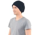 Mens Slouchy Long Beanie Knit Cap for Summer Winter Oversize black. 