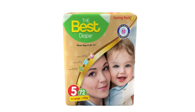 BEST BABY DIAPER SIZE 5-NO XL +14KG (72-PCS PACK)