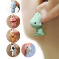 3D Animal Shape Women Earrings Bite Posture Alloy Cartoon Adorable Stud Earrings Jewelry Accessory. 