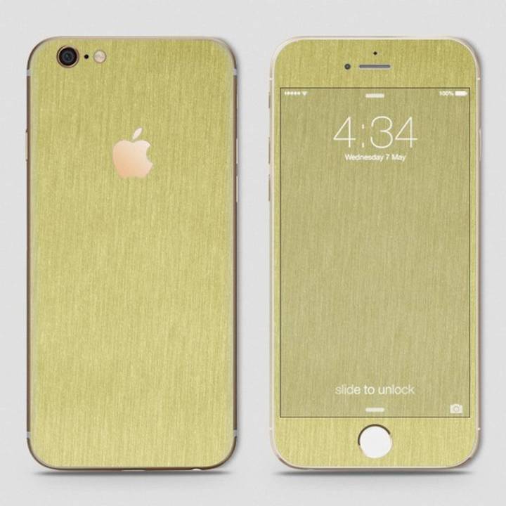 iPhone 6 Skin - SkinLee HQ Apple Logo Skin Wrap (Not Cover) - Champion Gold Metal Brushed Material - SKINLEE-196-2-6-8