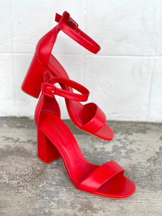 Red 3-Inch Block Heels Sandals for Women â€“ Perfect for Wedding ...