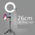 26cm Ringlight with Full Size 7ft Tripod Stand & Mobile Holder | Best Makeup LED Selfie Light for TikTok, YouTube, Videography & Photography | Dimmable USB Ring Light for Studio Lighting. 