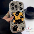 Trendy Brand Cartoon Luxury 3D Wavy Curved Edge Plating Case Compatible for IPhone 15 13 11 14 12 Pro Max 7Plus XR X 6s 7 15 8 6 Plus XS Max SE 2020 Funny Cute Kitten Doodle Cover. 