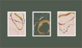 Bareeh- Set of 3, Abstract Golden Green Artwork, Modern European painting, Wall Frames,  Home Decor, Office Decor, Wall Art Frames for living room/drawing room/ bedroom. 