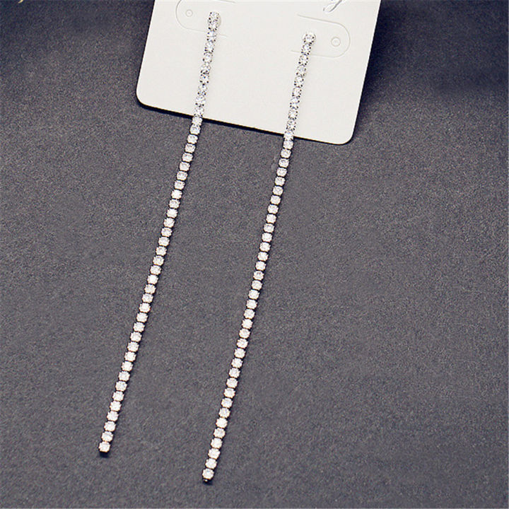 Elegant Jewelry Fashion Women Noble Tassels Silver Plated Long Hook Dangle Chain Earrings