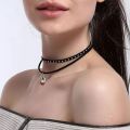 Pack of 6 Black Choker Necklaces for Girls & Kids Trendy Fashion Jewellery Set Adjustable Velvet & Stretch Design Stylish Party & Daily Wear Accessories. 